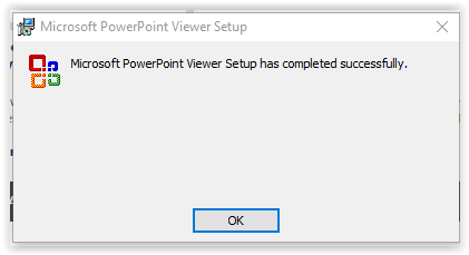 setup completion notification for PowerPoint Viewer