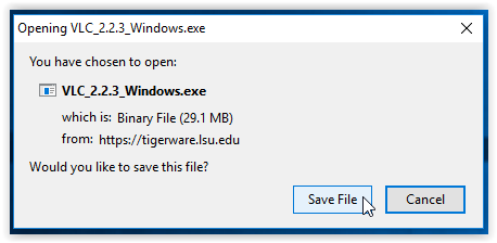 Save File dialog box for NASA World WInd