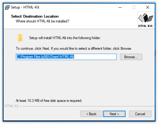 HTML-Kit installation destination location