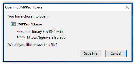 JMP 13 Save File button