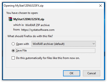 MYSTAT save file dialog box