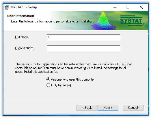 MYSTAT user information