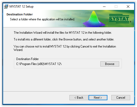 MYSTAT destination folder selection