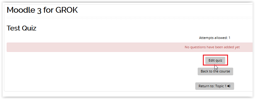 Edit quiz button