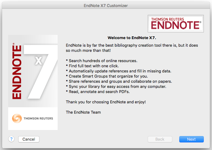 Install endnote x7