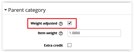 Weight Adjusted checkbox under parent category