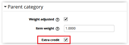 Extra Credit checkbox under parent category
