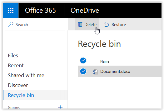 Recycle bin delete