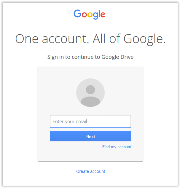 Google account login screen