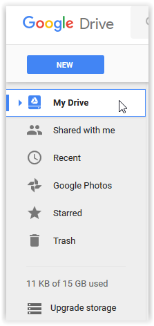 My Drive tab in Google Drive