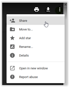 Share file option in Google Drive