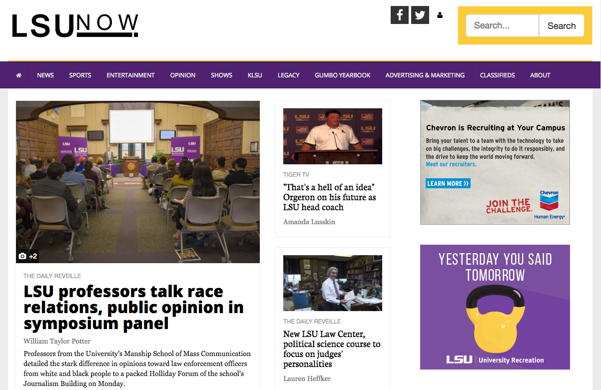 LSUnow webpage