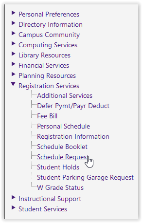 Schedule request button in myLSU.