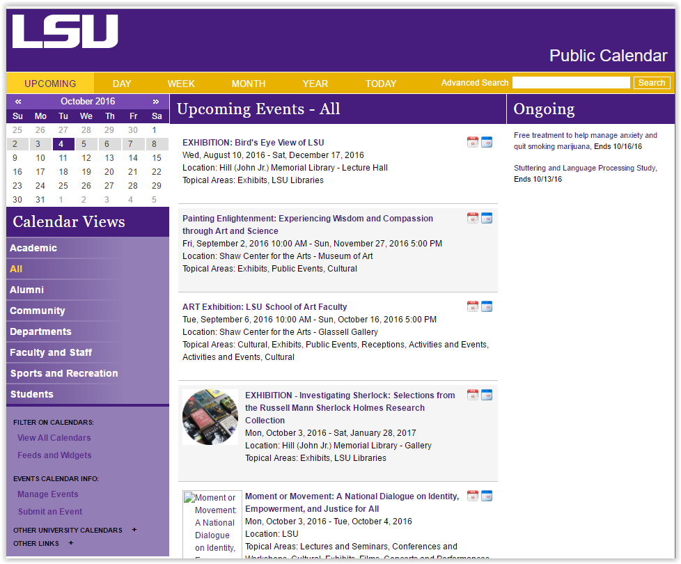 Calendar website