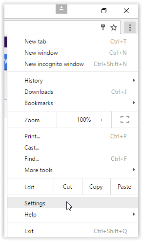 Google chrome tools menu