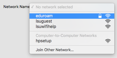 eduroam network option