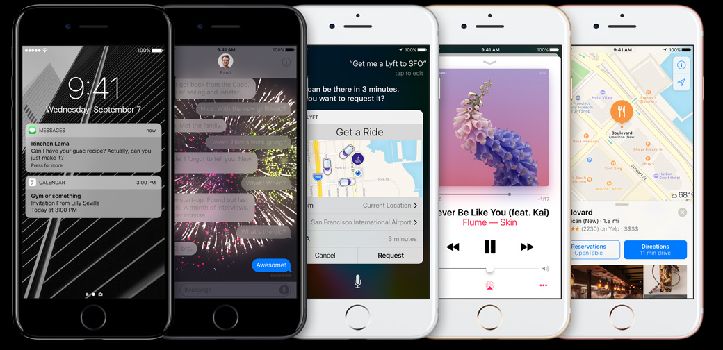 The iPhone 7 in different colors, mainly black or white