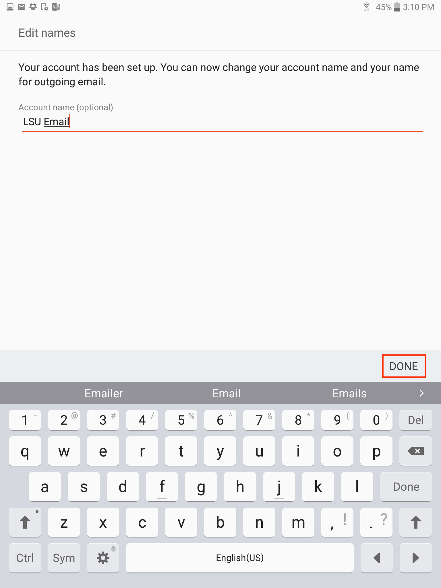 Email Account Name