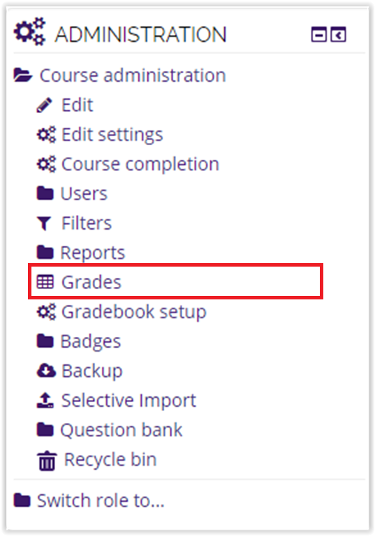 Grades under the Administration Block