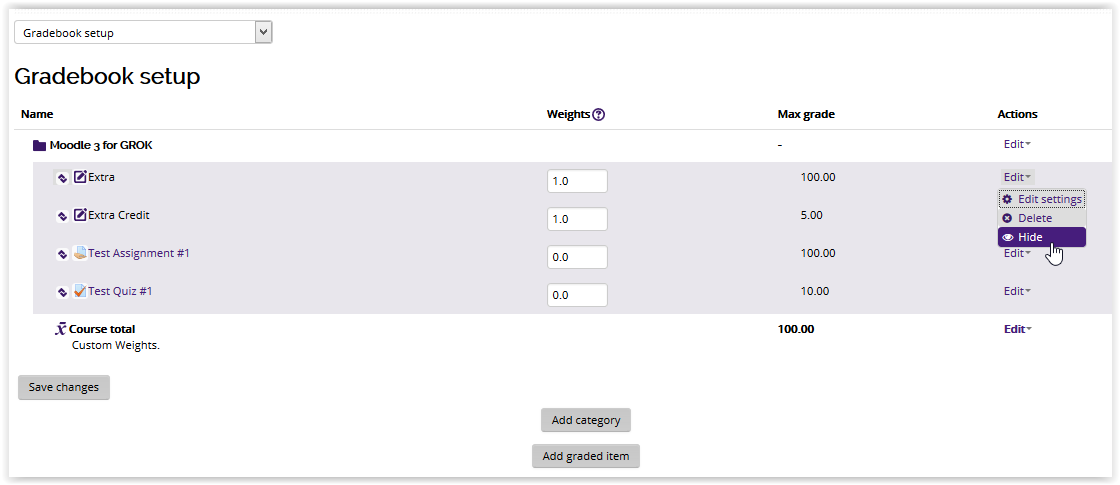 Hide options on the Edit dropdown