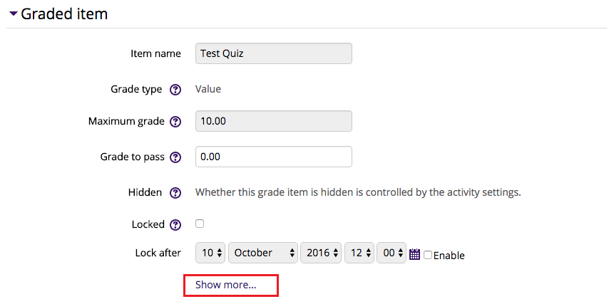 Show more under the Graded Items header