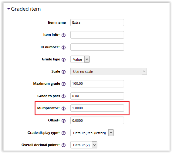 Multiplicator setting