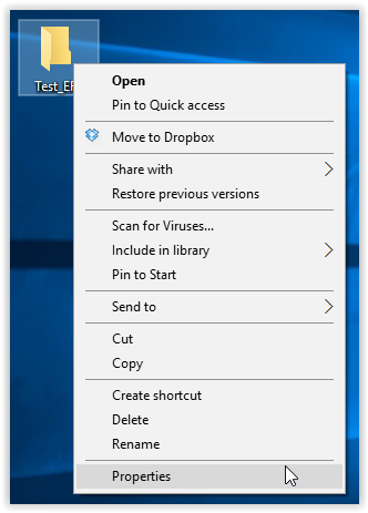 Right-Click on folder and choose Properties in the drop-down menu