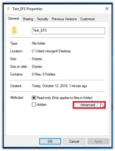 advanced button at the lower right of Properties