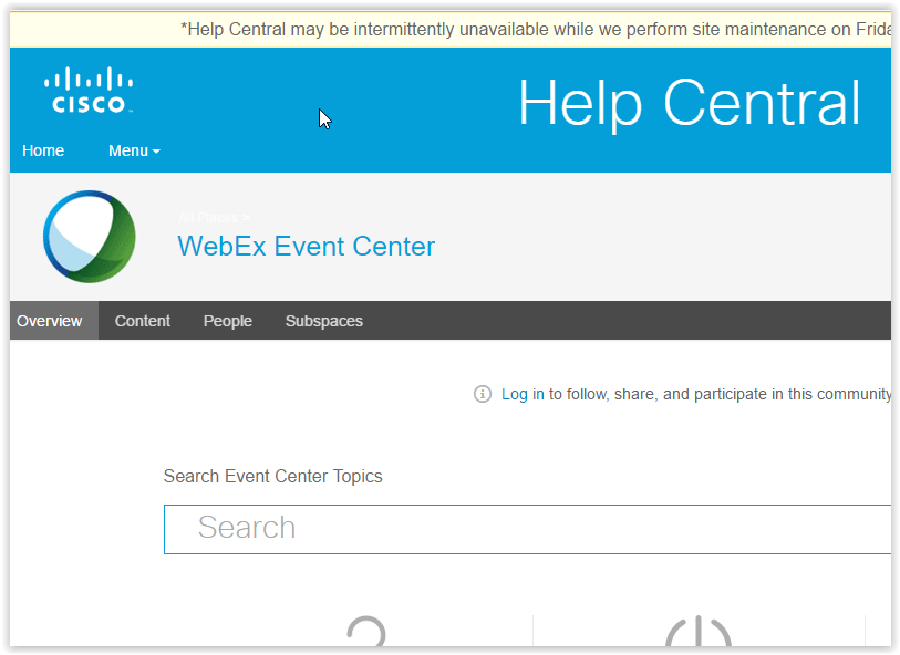 the webex event center Help Central