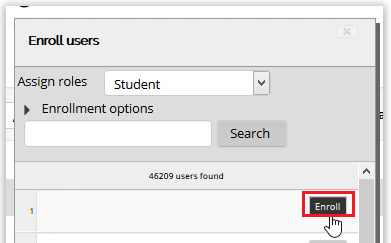 enroll button on the enroll users window