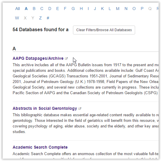 'A' databases