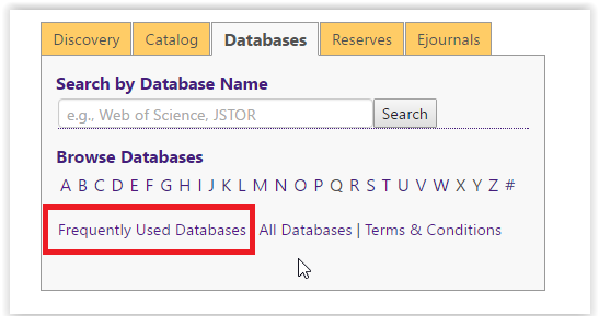 Frequently Used Database option