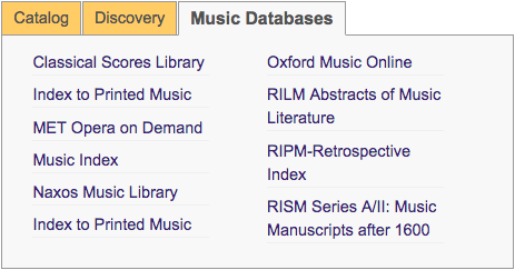 Music Databases option
