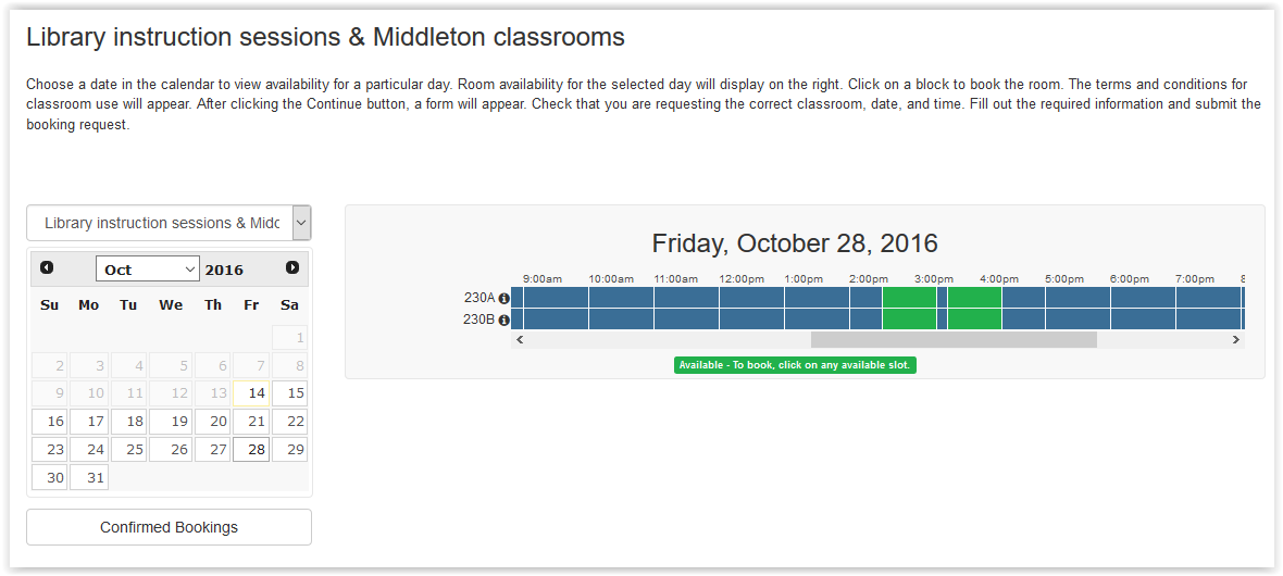 scheduling a middleton classroom appointment selection