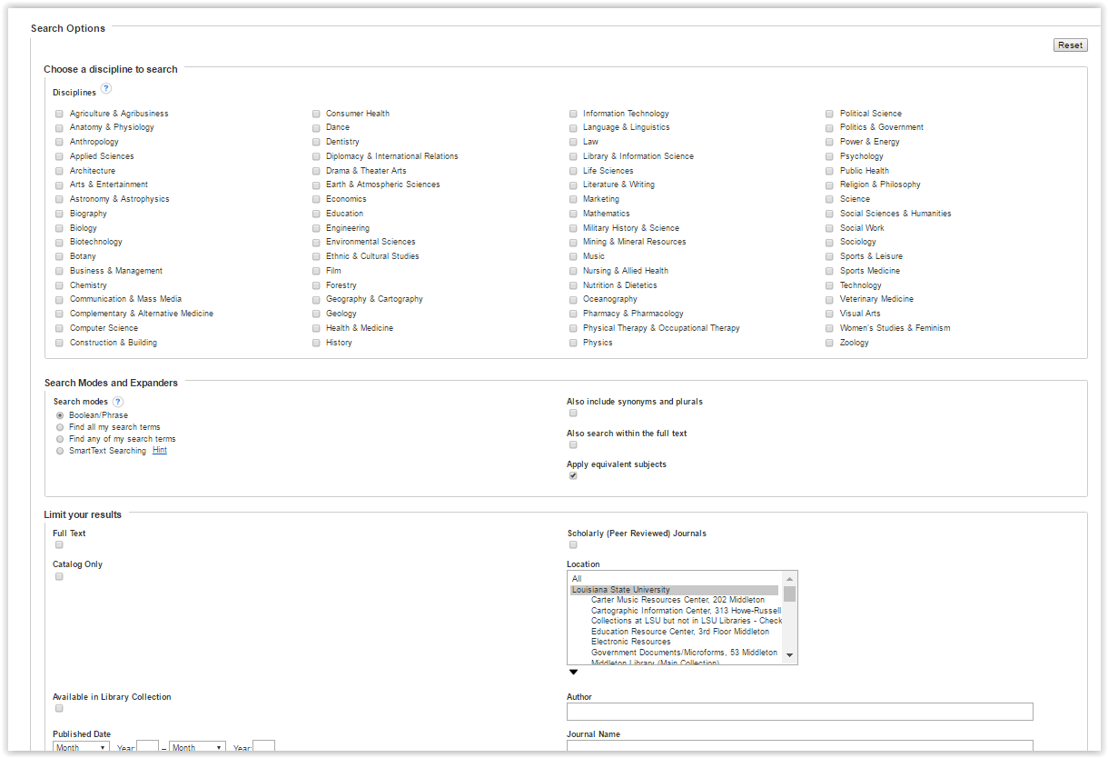 changing advanced search settings