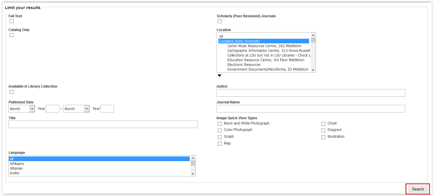 changing advanced search settings continued