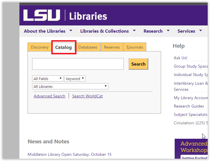 LSU Library Online Catalog GROK Knowledge Base