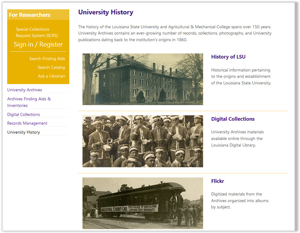 University History page 