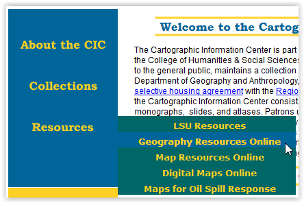 resources/geography resources online in LSU CIC