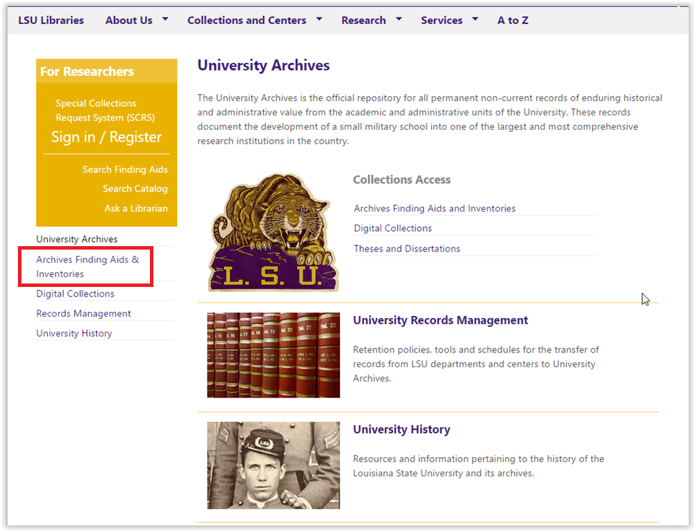Archives Finding Aids & Inventories