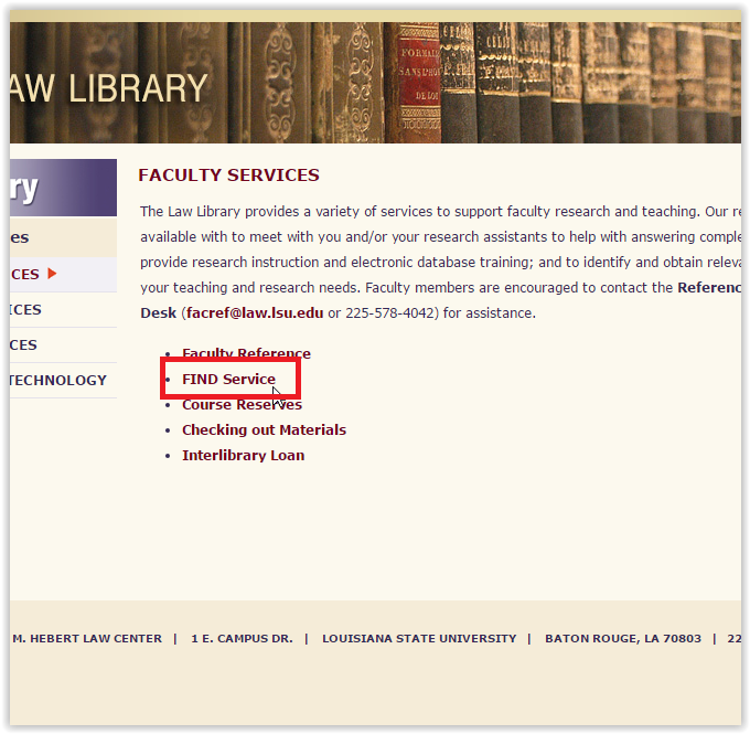 the FIND services option