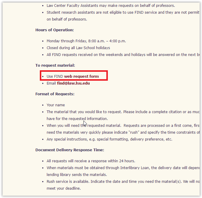 the FIND web request form link