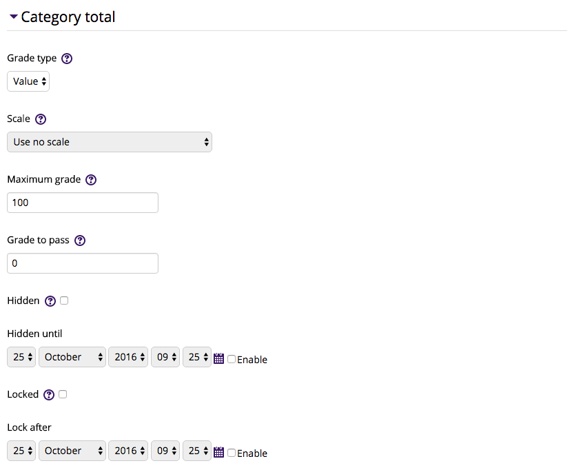Category Total section