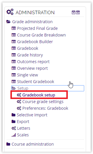 Gradebook Setup option