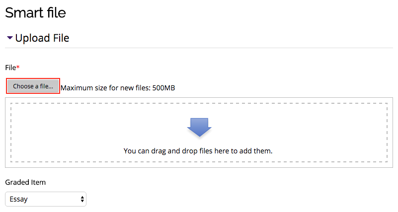 Upload File page with choose a file button above the drag and drop area
