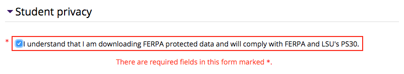 Student Privacy options