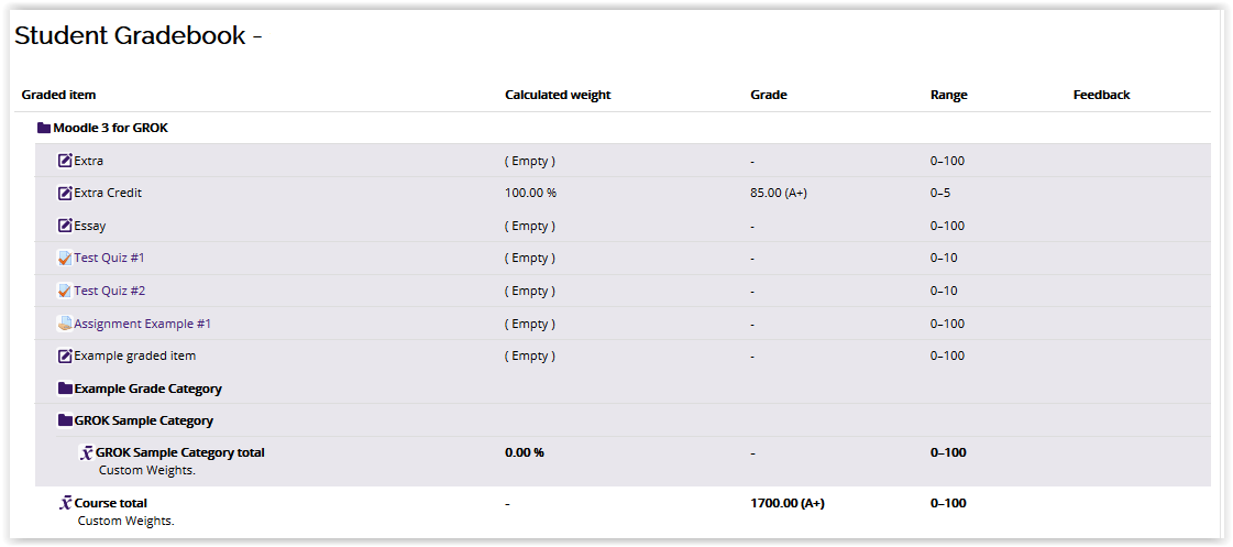 Student gradebook