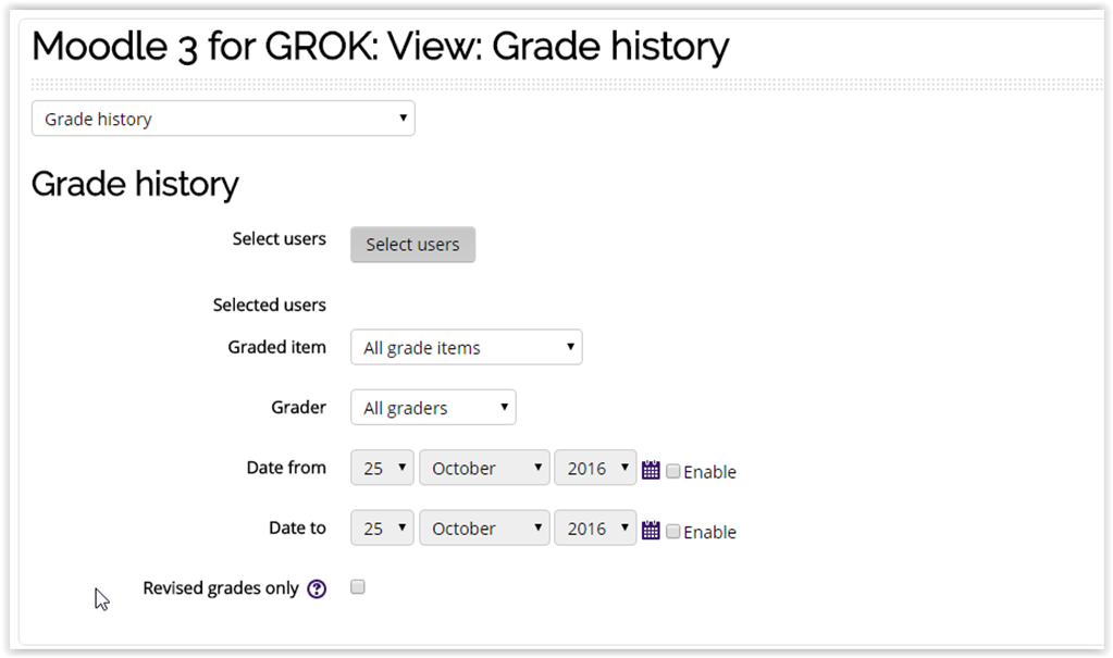 Grade History page