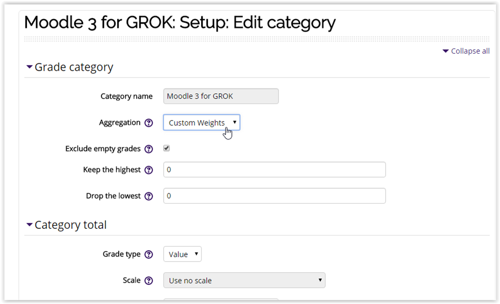 Aggregation options