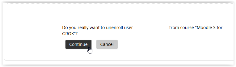 Unenroll user confirmation window in Moodle3